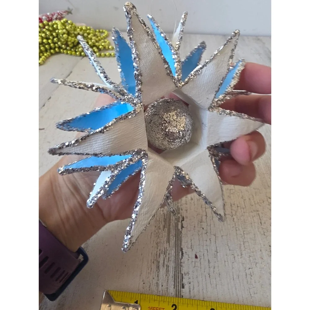 Glitter star ball silver ornament Xmas paper tree